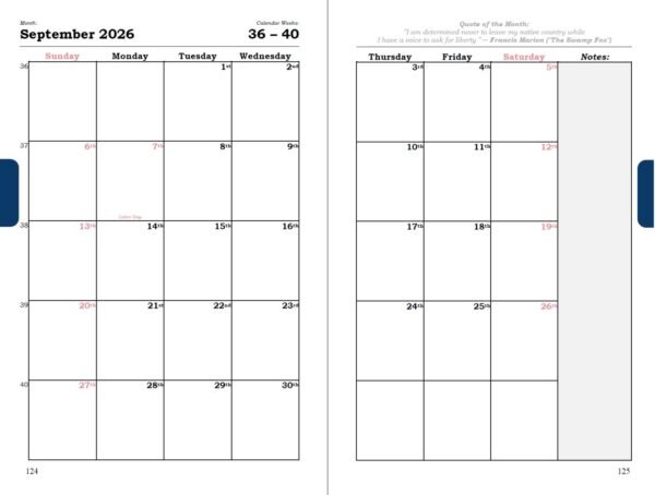 planner 2026 – american revolution